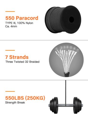 Spooled 50M 550 Bushcraft Survival Mil-Spec Type III 7 Strand Paracord Gallery Image 1